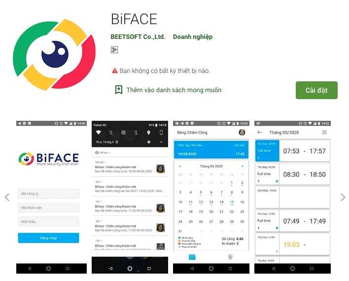 Ra mắt ứng dụng BiFace thông báo chấm công thành công nhân viên 2 App Biface Googleplay